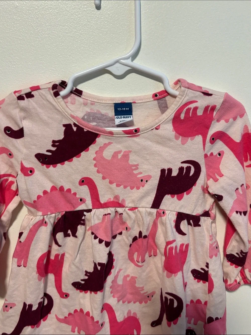 Old Navy Pink Multi Dinosaur Peplum Top